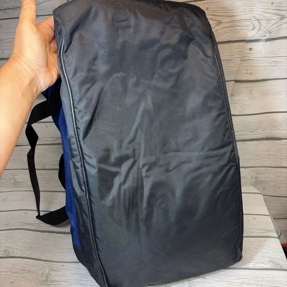 VTG 90s Y2k 2000s NIKE Swoosh Logo Blue Black Gym Travel Duffle Bag